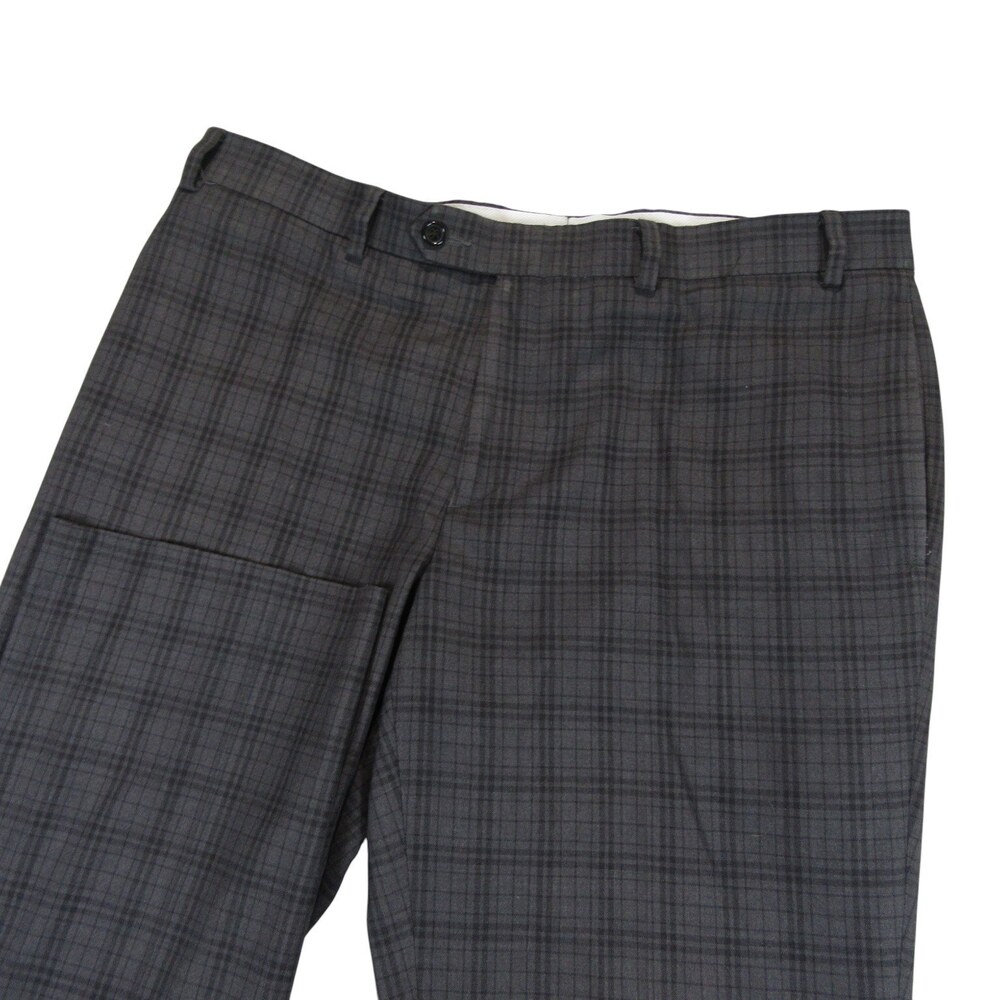 Ralph Lauren Mens Dress Pants 36 x 30 Gray Plaid Stretch Polyester Rayon Spandex